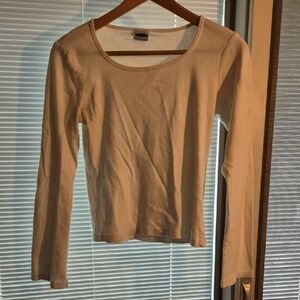 Old Navy Women's White 100% Cotton  Long Sleeve Tee Medium